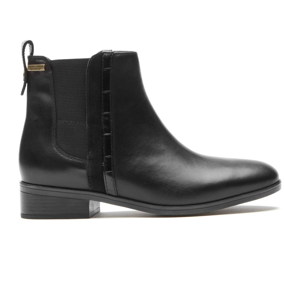 Rockport Women's Larkyn Chelsea Chelsea Boots - Black - USA (8476YQXNG)